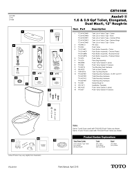 Where can i find replacement parts for toto? Toto Cst416m 01 Product Information Manualzz