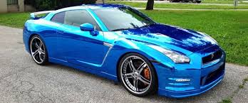Nissan Gtr In Blue Metallic Chrome Wrap Paint Job Car Wrap Car Nissan Gtr