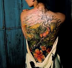 Girl In Cherry Blossom Tree Back Tattoo Back Piece Tattoo Ink Tattoo Tattoos
