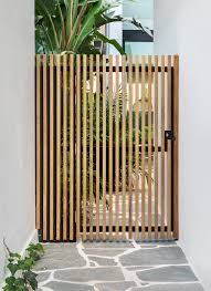 Architectural Trend Slatted Wood Outdoor Pavers Garden Gates Fence Design