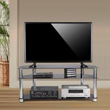 The corner tv stand can fit a flat tv screen up to 37; Rfiver Black Tempered Glass Corner Tv Stand Suit For Led Lcd Oled And Plasma Flat Screen Tvs Up To 55inchbl Corner Tv Stand Tv Stand Small Entertainment Center
