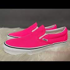 Vans Shoes Neon Pink White Classic Slip On Vans Poshmark