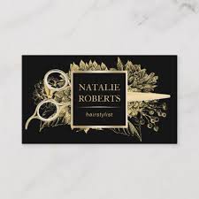 Black And Gold Card Design Hair Stylist Black Gold Floral Beauty Salon Business Card Zazzle Com Salon Business Cards Beauty Salon Business Cards Hairstylist Business Cards