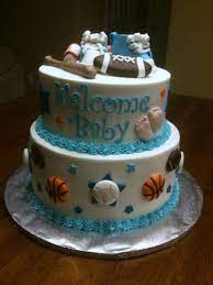 Sport Theme Baby Shower Cake Baby Shower Baby Shower Cakes Baby Shower Cakes For Boys Sports Baby Shower