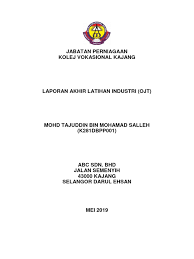 Silahkan download format penulisan tkj di link berikut ini Contoh Laporan Akhir Ojt