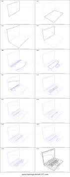 How To Draw A Laptop Printable Drawing Sheet By Drawingtutorials101 Com Drawing Sheet Computer Drawing Object Drawing