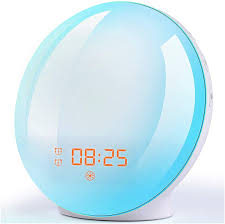 Amazon Com Wake Up Light Sunrise Alarm Clock 7 Colors Bedside Night Light With Sunrise Sunset Simulation Dual Alarms Snooze Function Fm Radio Clock 7 Natural Sounds Ideal Gift For Kids Adults Kitchen