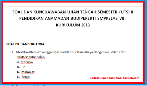 Soal Uts Pts Pai Kelas 7 Semester 2 Tahun 2019 2020 Update Info Pendidikan