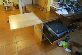 Desk With The Pull Out Printer Shelf Out And The Table Up Meja Kerja Meja