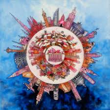 Cruciani blue cashmere and silk pullover. Cruciani Glass Paintings 2020