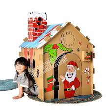 Unique Design Coloring Castle Train Paper Cardboard Playhouse For Kids In 2020 Cardboard House Cardboard Playhouse Cardboard Furniture Design