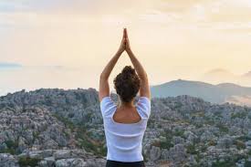 Maybe you would like to learn more about one of these? Full Body Back View Of Unrecognizable Barefoot Female Standing In Star Pose With Reverse Prayer Hands On Top Of Mountain While Practicing Yoga In Nature At Sunset Time Stockphoto