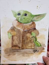 Star Wars Baby Yoda Watercolors Painting Star Wars Painting Watercolor Paintings Tutorials Painting Art Lesson
