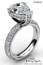 Pear Semi Mount Pre Set Side Diamond Engagement Women Ring 14k White Gold 1 45c Bling Rings Diamond Jewelry