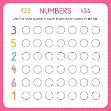 numbers for kids worksheet for kindergarten and preschool training to write and count numbers coloring exercises for children stock vector illustration of draw math 111670157