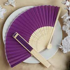 Purple Asian Silk Folding Fans Fan Wedding Favors Wedding Fans Hand Fans For Wedding
