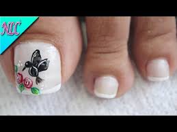 Diseño de uñas para pies. Diseno De Unas Para Pies Colibri Y Rosas Roses Nail Art Nlc