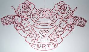 Brass Knuckles And Guns Love Hurts By Avengedginge Deviantart Com On Deviantart Brass Knuckle Tattoo Knuckle Tattoos Tattoo Drawings