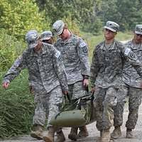 Members of the Indiana National Guard stand in formation
