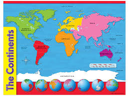 At the zero zoom level, the map shows the entire world, while at the maximum zoom level, it shows a single building. The Continents World Map Poster At Lakeshore Learning