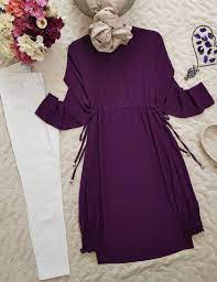belden bagcikli etegi lastikli tunik mor kadin kiyafetleri moda stilleri the dress