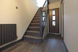 Anthracite Grey Newel Post And Glass Balustrade One Stop Stair Shop Stairs House Staircase Grey Skirting Boards