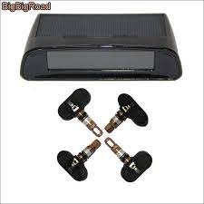 Bigbigroad For Audi Quattro Q3 S3 S4 Solar Power Car Tpms Tire Pressure Monitor System Internal Sensors Wireless Lcd Display Power Cars Car Electronics Picanto