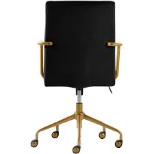 Elle Decor Giselle Mid Century Modern Fabric Executive Chair Gold Velvet Blue Chr10058c Best Buy