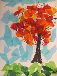 Tissue Paper Collage Fall Trees 4th Grade Alberi Di Autunno Arte Con Le Foglie Arte Autunnale