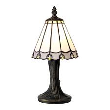 We portrayed tiffany table lamps with stained glass shades only in this. Small White And Grey Glass Tiffany Table Lamp With Bronze Effect Base