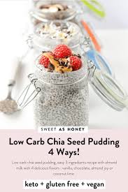 Low Carb Chia Seed Pudding Almond Milk 4 Flavors Chia Seeds And Sugar Free Crystal Sweete Chia Seed Pudding Almond Milk Keto Chia Pudding Almond Milk Recipes