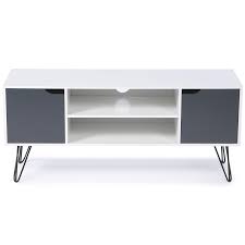 Nos meubles tv design, la solution média qui vous convient. Meuble Tv Vintage Pas Cher Bois Blanc Portes Grises Id Market