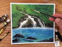 This is a great course for beginners to learn how to handle acrylic paint and make something truly beautiful. Waterfalls Simple Acrylic Painting Easy Waterfall Landscape Painting Tutorial Painting With Oil Paints