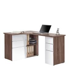 Buy attractive and functional corner office desks at officedesk.com today and receive free shipping! Alpha Corner Computer Desk In Truffle Oak With White High Gloss Office Desks Fishpools