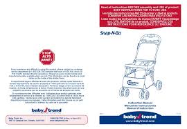 Baby Trend Snap N Go Instruction Manual Pdf Download Manualslib