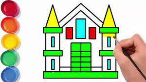 How to draw a haunted house free worksheet (how to draw worksheets for young artist). House Coloring And Drawing For Kids Chuchu Color Tv Drawing For Kids House Colors Drawings