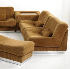 Pierre Cardin Chromed Metal Corduroy And Mirrored Glass Lounge Suite 1970s Futuristic Furniture Furniture Rustic Furniture Diy