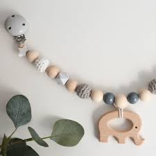 Weitere ideen zu kinderwagenkette, kinder wagen, baby mobile. Holz Kinderwagenkette Madchen Junge Elefant Mit Hakelperlen