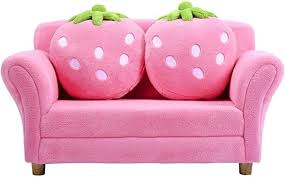 Costzon Kids Sofa With 2 Cute Strawberry Pillows Children Couch Armrest Chair Double Seats Toddler Lounge Bed 2 In 1 In 2020 Kids Sofa Toddler Sofa Chair Love Seat