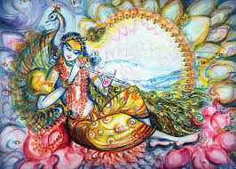 Unique Modern Contemporary Beautiful Lyrical Painting Krishna Playing Flute For Radha Lotus Spiritual Harekrishna Art By Harsh Malik In 2021 Krishna Radha Painting Hummingbird Art Drawing Krishna Painting