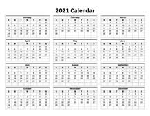 July 2021 calendar landscape, small numerals. Printable Calendar 2021 Simple Useful Printable Calendars