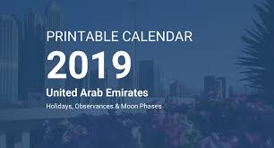 Printable Calendar 2019 For United Arab Emirates Pdf