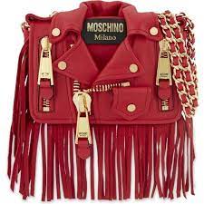 Moschino Fringed Jacket Leather Shoulder Bag Fringe Leather Jacket Fashion Red Shoulder Bags
