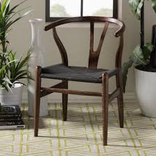 Baxton studio claire dark brown finished fabric upholstered dining chair set of 4, grey. Wishbone Chair Ch24 Natural Wood Black Papercord Carl Hansen Son