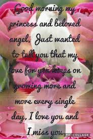Good Morning My Princess And Beloved Angel Just Wanted To Tell You That My Love For You Keeps On Growing More And More Every S My Love I Miss You Good