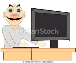 This clipart image is transparent backgroud and png format. Vector Illustration Of The Person Working For Computer Cartoon Men Sitting For Computer On White Background Is Insulated Canstock