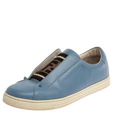 Walmart.com has been visited by 1m+ users in the past month Fendi Blue Leather And Cotton Knit Logo Slip On Sneakers Size 40 Fendi Tlc