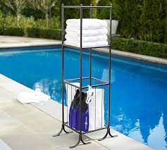 More images for outdoor pool storage » Bronze Pool Storage Towel Shelf Hamper Pottery Barn