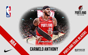 Carmelo anthony, a longtime pitchman for nike's jordan brand, signed his original shoe deal in 2003 at the age of 19 and was paid. Herunterladen Hintergrundbild Carmelo Anthony Portland Trail Blazer Amerikanischer Basketballspieler Nba Portrat Usa Basketball Moda Center Portland Trail Blazer Logo Mit Einer Auflosung Zu Uberwachen 2880x1800 Bilder Auf Dem Desktop