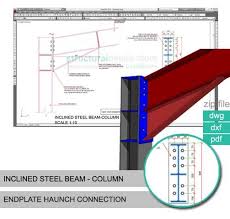 inclined steel beam column endplate haunch connection in